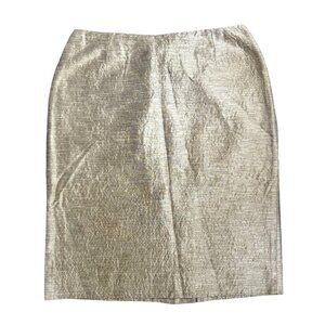Dana Buchman‎ Silk Skirt Womens 10 Pencil Striped 90s Preppy Shiney Classic Work